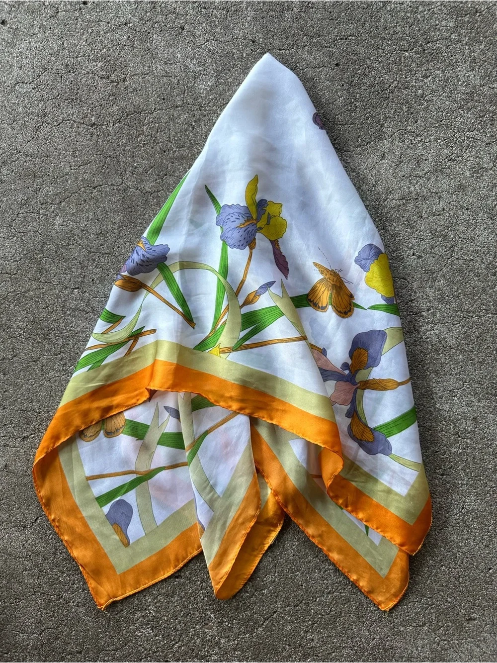 Floral Butterfly Silk-Feel Accent Scarf